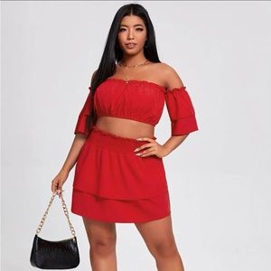 red two piece set